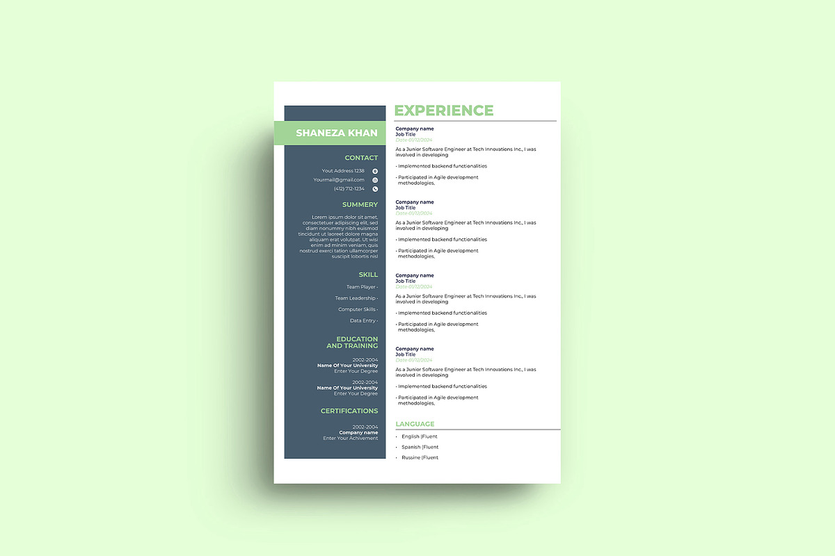 Job Winning Resume/CV Template, a Resume Template by Sharifull11 (Photo 1 of 3)