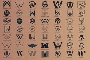 Letter W Logo Bundle WW Monogram Set