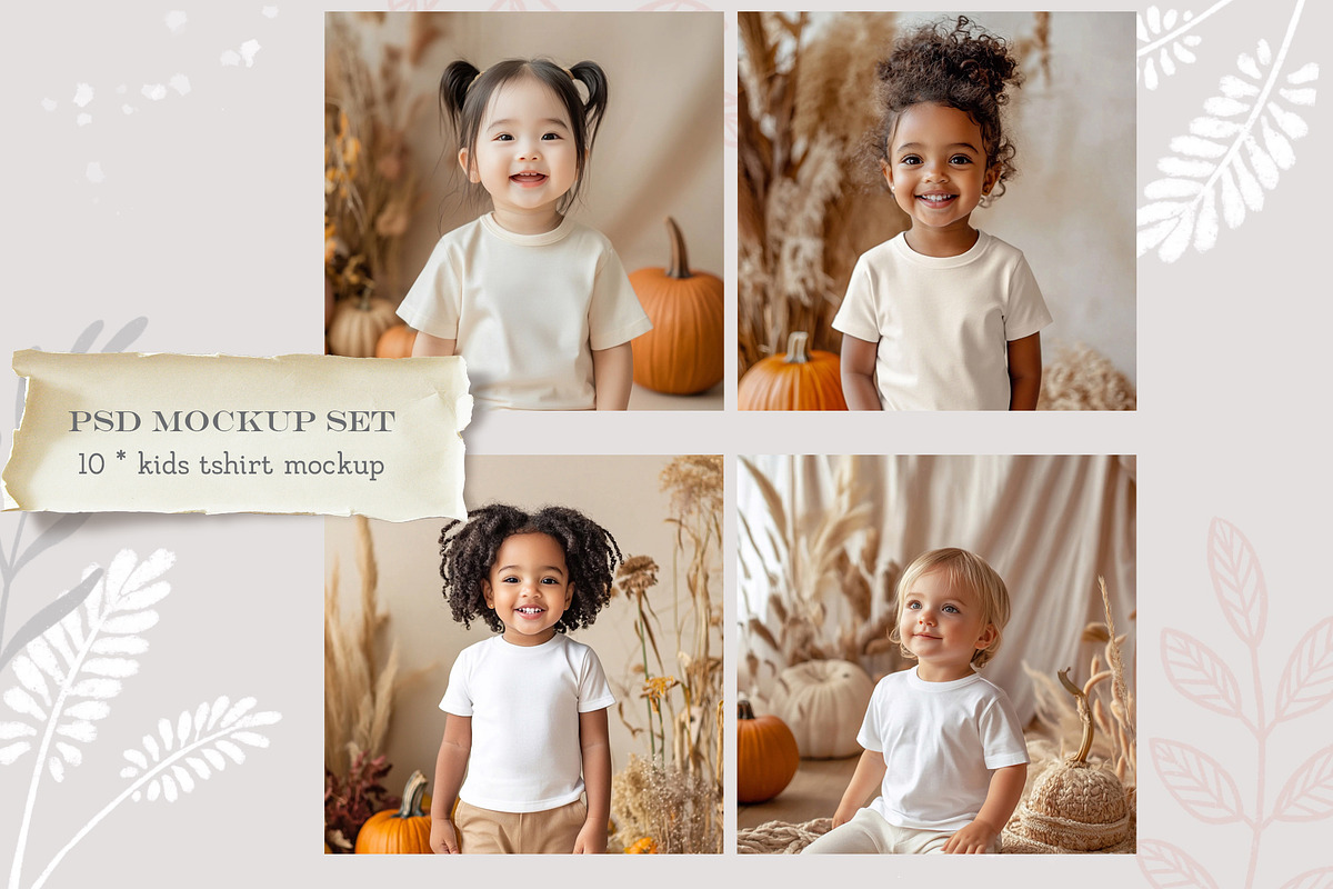 Autumn Kids tshirt Mockup PSD Set, a Shirt Mockup by AlenaVlasko stock Market (Photo 1 of 8)