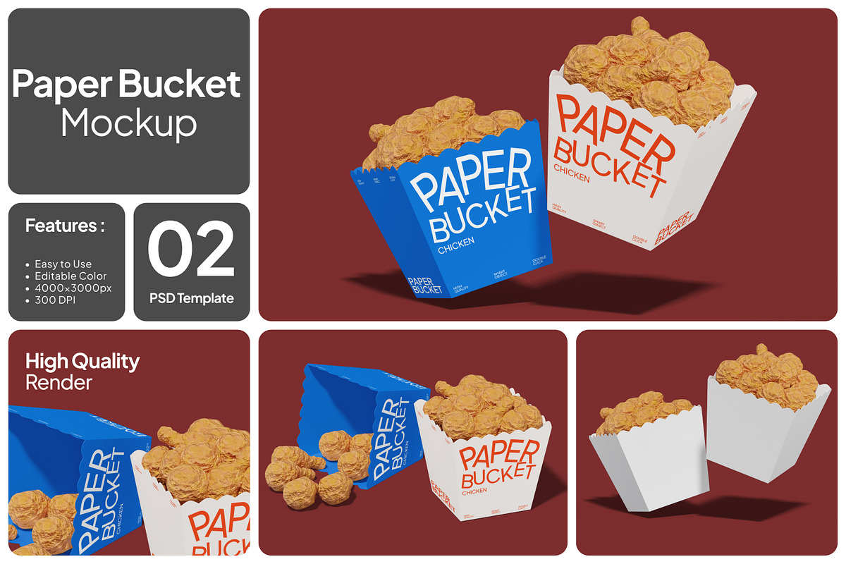 Paper Bucket Mockup, a Packaging Mockup by Unerispace