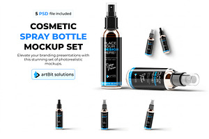 Cosmetic Spray Bottle Mockup Set