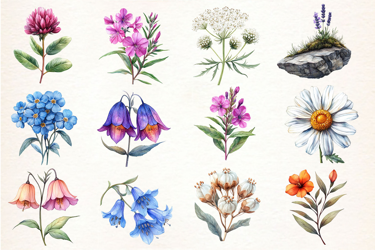 Botanical Forest Wildflower Clipart, an Illustration by Dream Creation (Photo 3 of 4)