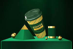 Golden Coffee Cup Mockup