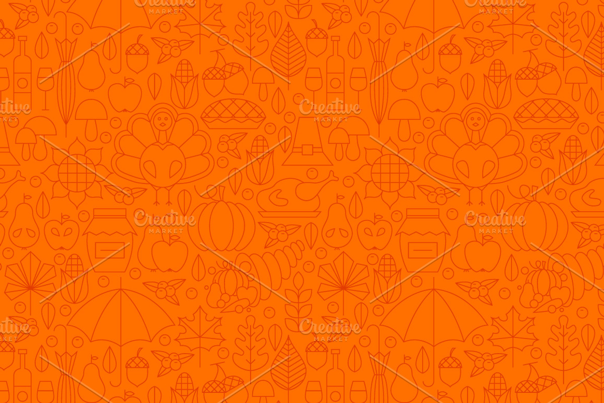 Thanksgiving Line Seamless Patterns, a Pattern Graphic by Anna_leni (Photo 4 of 7)