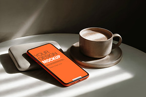 Modern tech mockup with a smartphone, an iPhone Mockup by OSORIOartist