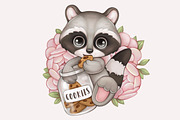 Baby raccoon , baby animals, an Animal Illustration by designs.svkl (Thumbnail 2 of 8)