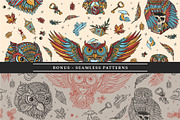 Owls old school tattoo, an Animal Illustration by intueri (Thumbnail 5 of 7)