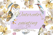 Birds and flowers watercolor, an Animal Illustration by JuliaFast (Thumbnail 2 of 8)