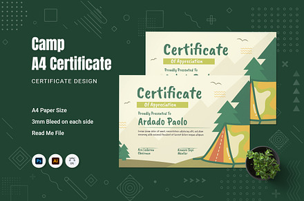 Camp Certificate, a Print Template by Fannan Studio