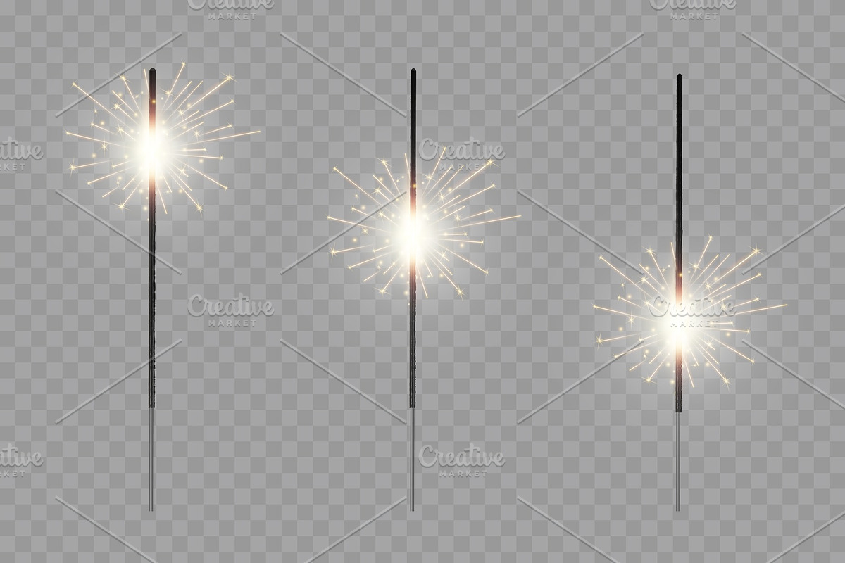 Christmas bengal fire glow sparks., a Decorative Illustration by HAPPY VECTOR