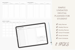 Simple Undated Digital Study Planner