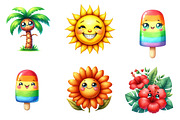 Kawaii Summer Beach Clipart Bundle, an Illustration by CreationArt (Thumbnail 5 of 5)