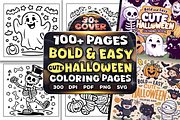 Easy Cute Halloween Coloring Pages, a Seasonal Illustration by Craftsbeefy (Thumbnail 1 of 4)
