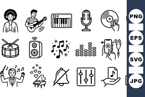 Modern Music Icon Set Svg, an Illustration by designvectx