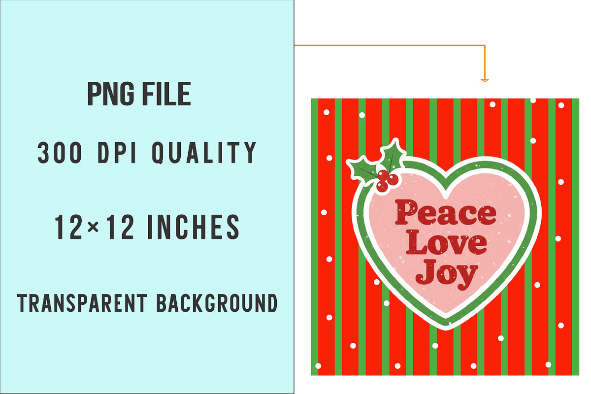Christmas Wall Art Peace Love Joy, an Illustration by SinaCreation (Photo 5 of 7)