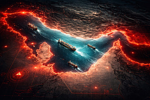 Shipping routes in oil crisis zone v, a Photo by Dvoevnore photos