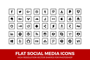 Social Media Icons Squared Line Blk