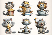 Whimsical Funny Cat Clipart, an Illustration by Dream Creation (Thumbnail 4 of 6)