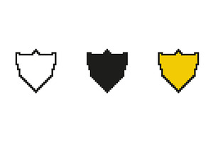 Shield Icon Set in Pixel Art, an Object Illustration by Gentle Studio