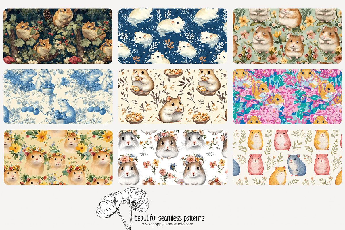 80 hamster seamless pattern, a Pattern Graphic by Poppy Lane Studio