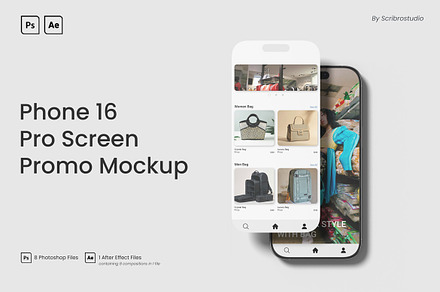 Phone 16 Pro Screen Promo Mockup, an iPhone Mockup by scribrostudio