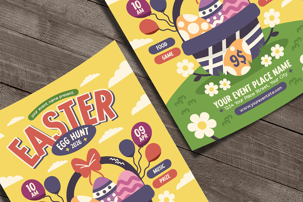 Cute Easter Egg Hunt Flyer, a Flyer Template by Huge Dream Studio (Photo 2 of 5)