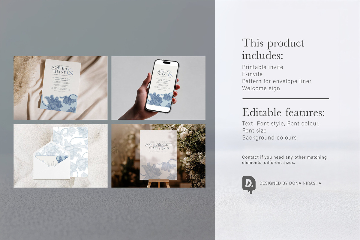 Canva Wedding Invitation Suite - 44, a Marketing Template by BloomToLife By Dona (Photo 6 of 6)