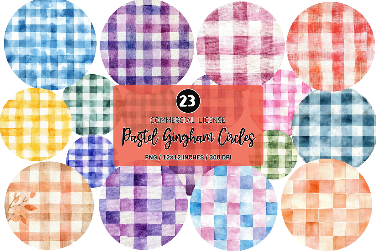 Pastel Gingham Circles PNG, an Illustration by SinaCreation (Photo 1 of 5)