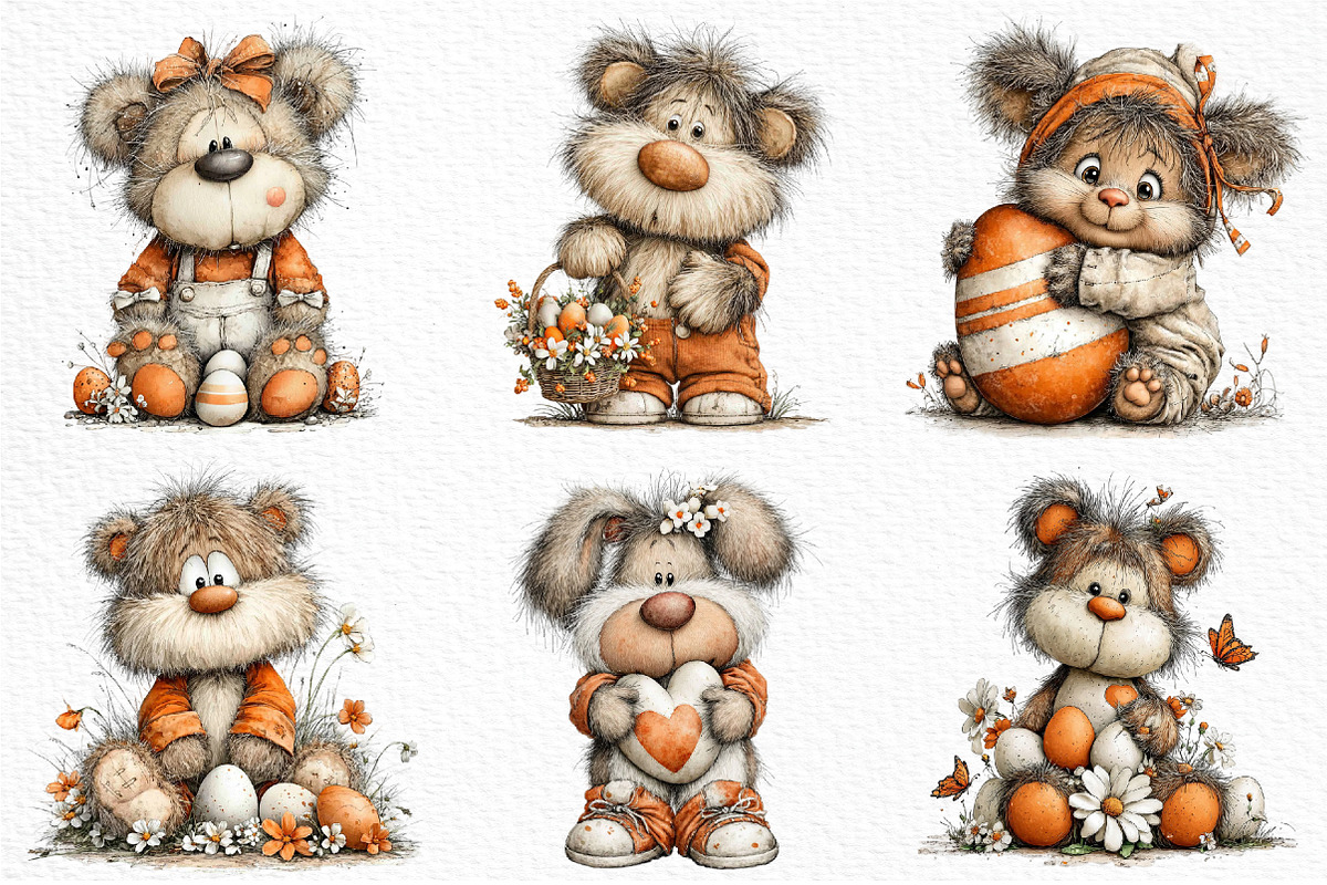 Whimsical Easter Bear Clipart, an Illustration by Craft Nest (Photo 4 of 9)