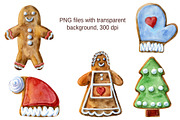 Watercolor Christmas gingerbreads, a Decorative Illustration by Watercolor fantasy (Thumbnail 2 of 3)