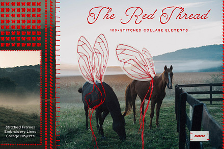 The Red Thread: Stitched Collage, an Object Graphic by Purple