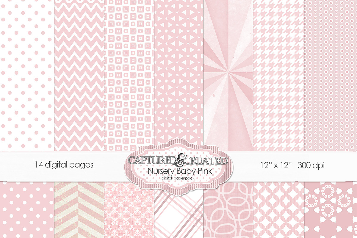 Nursery Baby Pink Digital Paper Pack