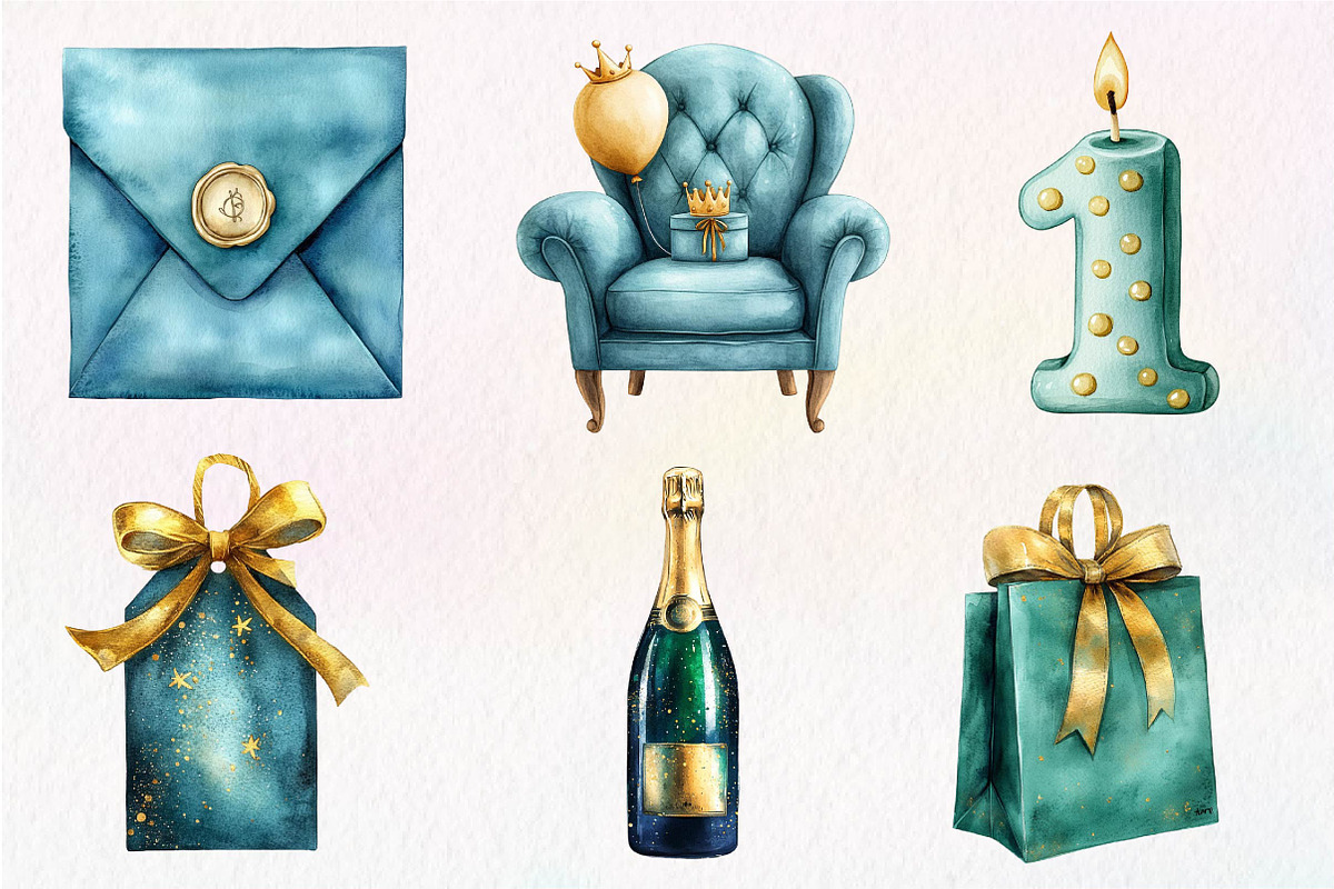 Teal Birthday Sublimation Clipart, an Illustration by Dream Creation (Photo 5 of 7)