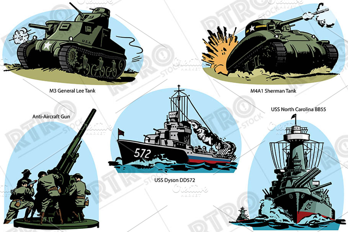 RTRO WWII Vehicles 1, a Transportation Illustration by RTRO Stock (Photo 4 of 5)