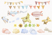 Cute animals with balloons, an Illustration by Love Watercolor Store (Thumbnail 4 of 9)