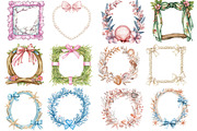 Coquette Coastal Summer Frame Bundle, an Illustration by Watercolor design (Thumbnail 2 of 5)