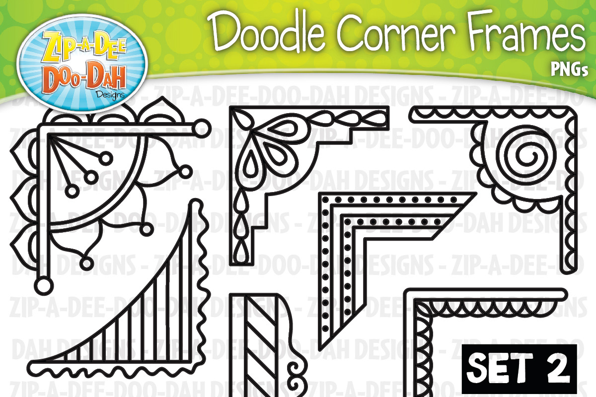 Doodle Corner Frames Clipart Set 2, an Illustration by Zip-A-Dee-Doo-Dah Designs