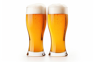 Glasses of beer isolated on white background, a Food & Drink Photo by AlyaAnd