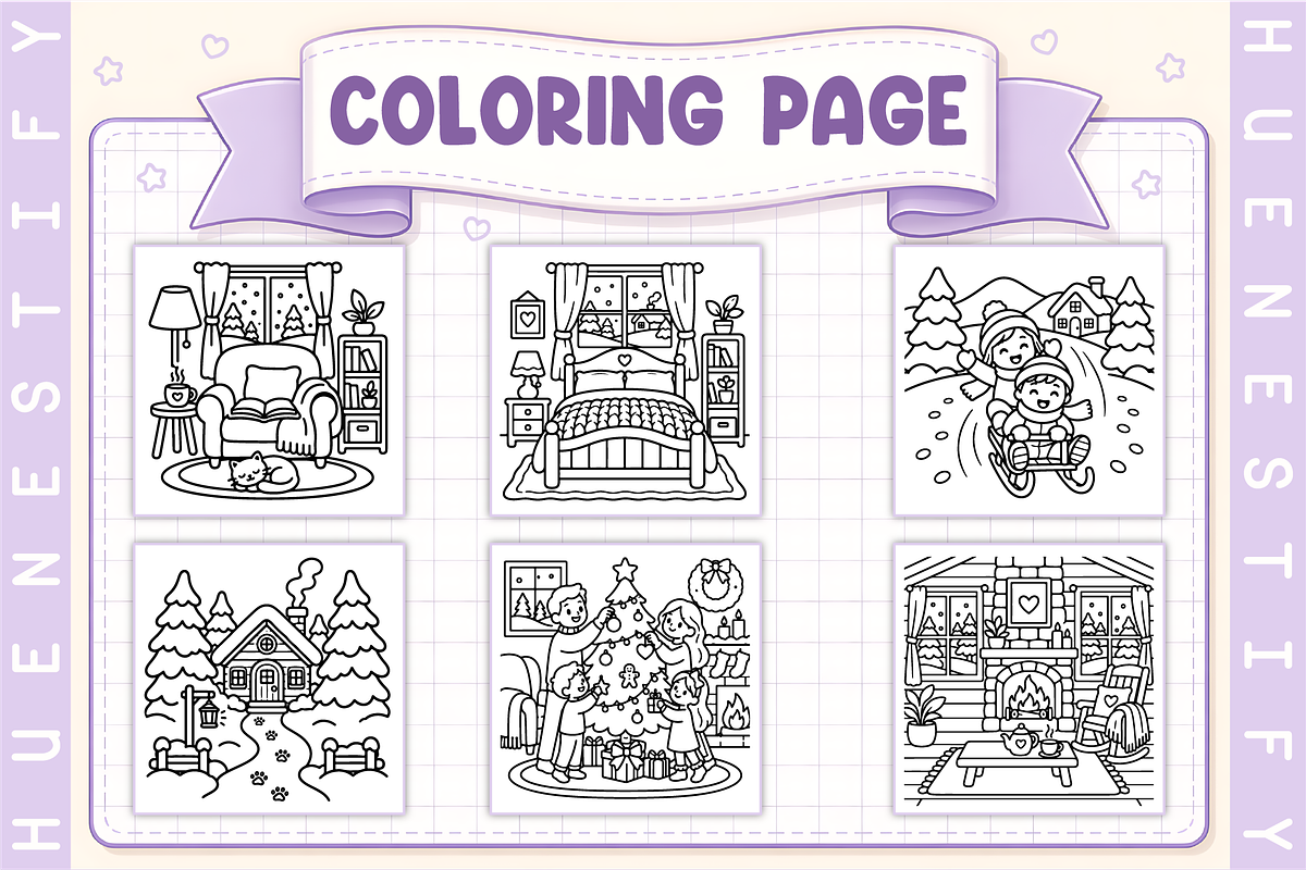 Cozy Winter Memories Coloring Book, a Seasonal Illustration by HueNestify (Photo 2 of 4)