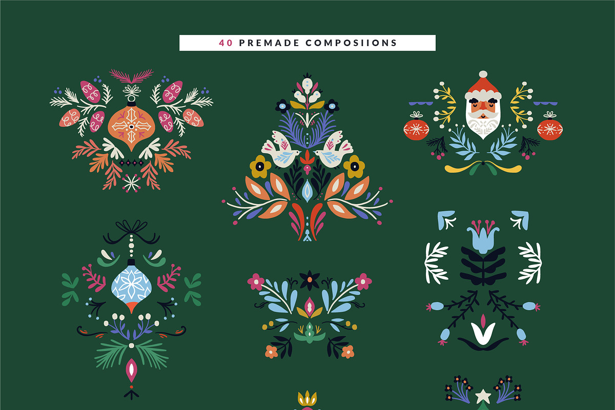 Ornate Christmas | floral clipart, an Illustration by Olia (Photo 11 of 14)