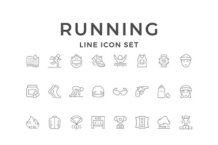 Set line icons of running, an Outline Icon by motorama