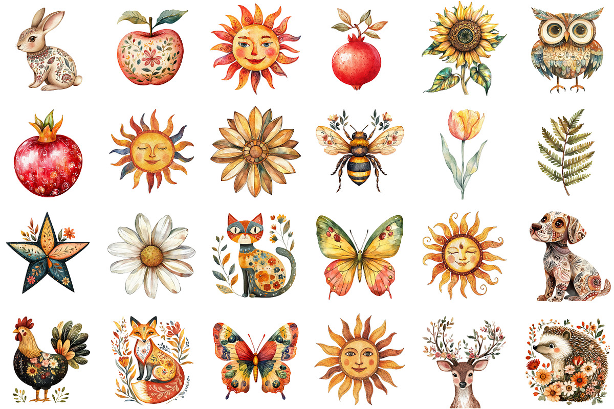 Summer Folk Clip Art Earthy Tones Ve, an Illustration by Sublimation Artist (Photo 2 of 6)