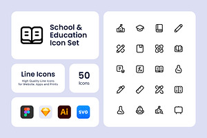 School and Education Icon Set
