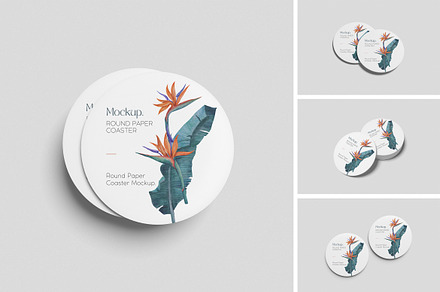 Round Paper Coaster Mockup