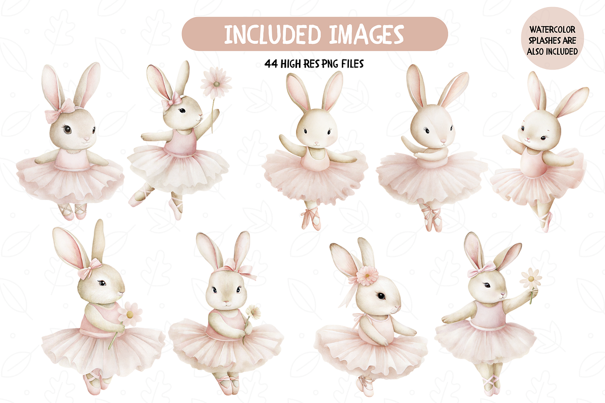 Bunny Ballerina Clipart, an Illustration by TatiMockup (Photo 2 of 7)