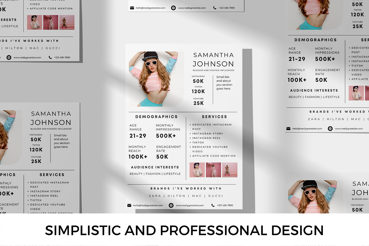 1 Page Influencer Media Kit Template, a Presentation Template by CoCreatorDesigns (Photo 2 of 7)