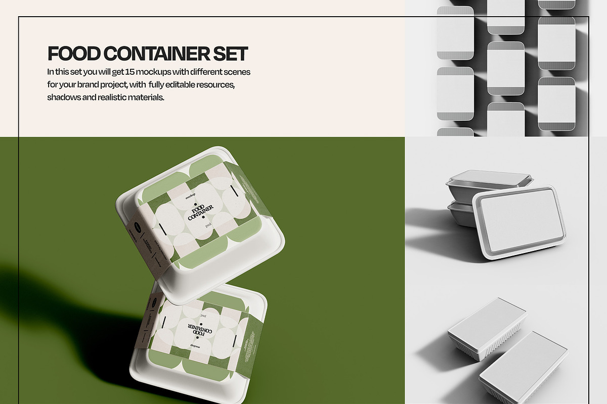 Food Container Packaging Mockup Set, a Cups & Container Mockup by Mego-studio (Photo 3 of 7)