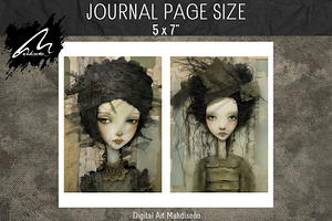 Whimsical Dolls, Junk Journal Pages