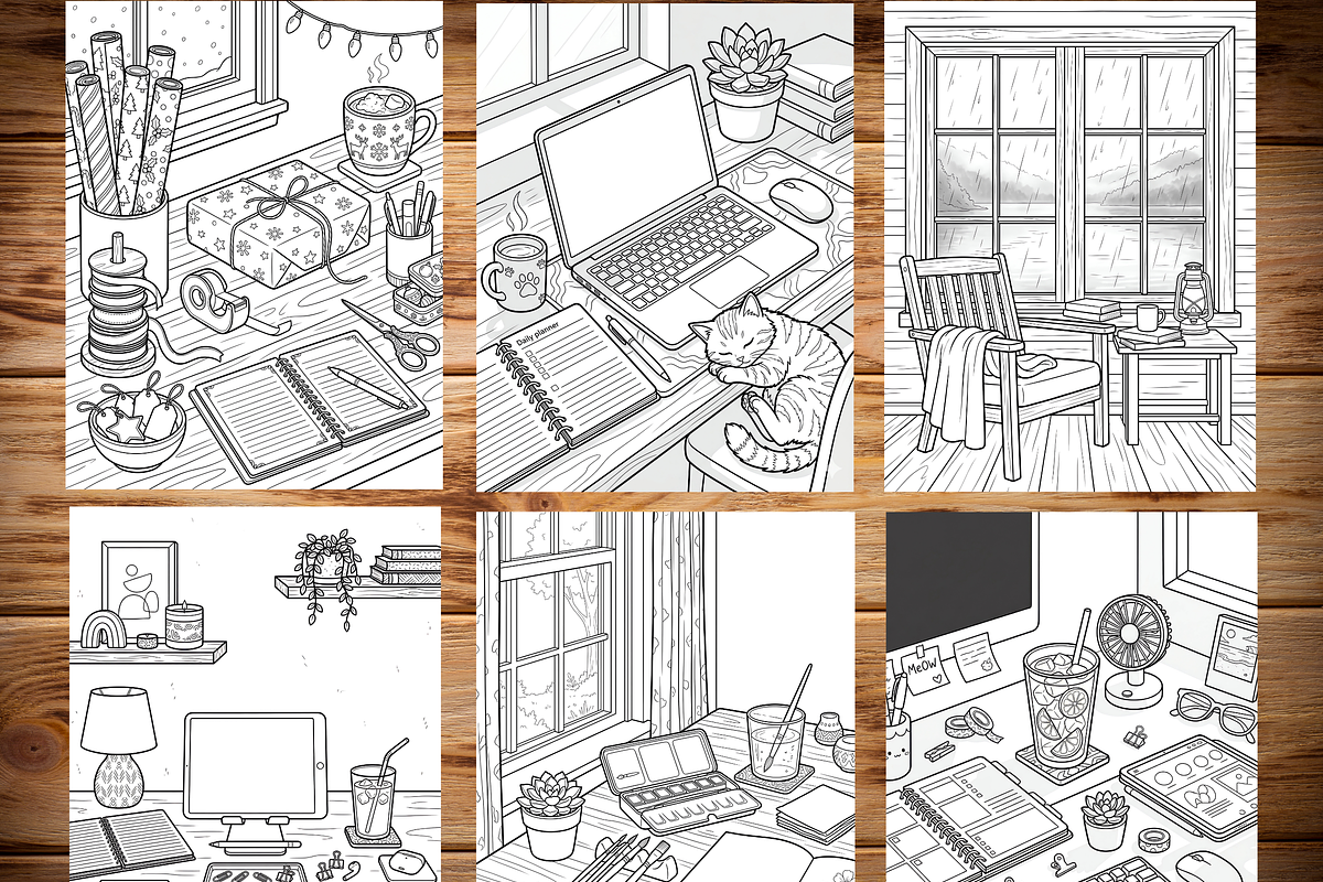 Book Lover Adult Coloring Pages, a Brochure Template by LA Design (Photo 3 of 7)