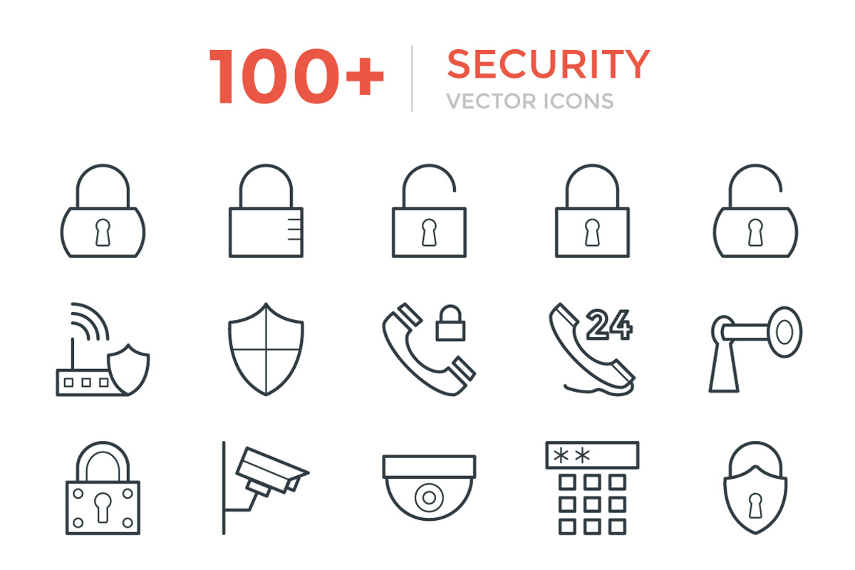 100+ Security Vector Icons, an Outline Icon by Vectors Market (Photo 1 of 3)
